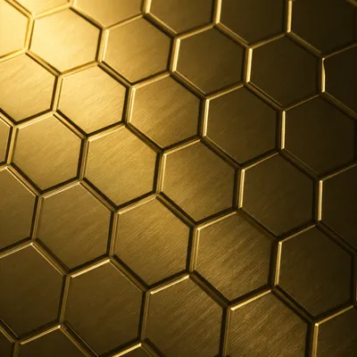 Brushed Gold Hexagonal Honeycomb Background