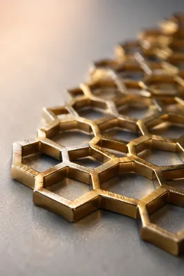 Brushed Gold Hexagonal Honeycomb Texture
