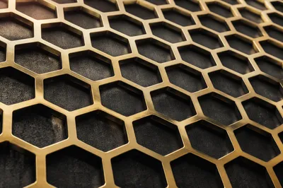 Gold Metallic Honeycomb Texture Background