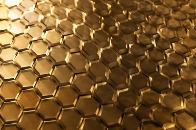 Elegant Brushed Gold Honeycomb Hexagon Background