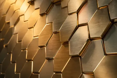 Brushed Gold Honeycomb Metallic Background