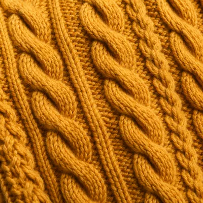 Cozy Mustard Cable Knit Texture Background