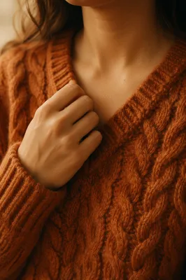 Cozy Rust Cable Knit Sweater Texture