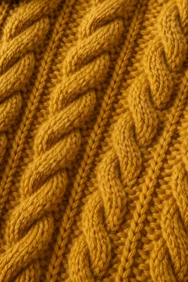 Cozy Mustard Cable Knit Texture Background