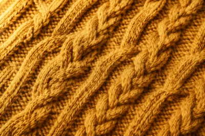 Cozy Mustard Cable Knit Texture Background