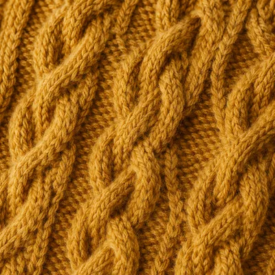 Cozy Mustard Cable Knit Texture Background