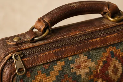 Aged Brown Leather Patina Close Up