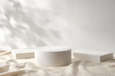 Minimal White Pedestal Studio Background