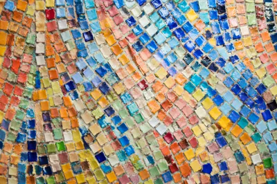 Colorful Mosaic Tile Courtyard Wall Texture