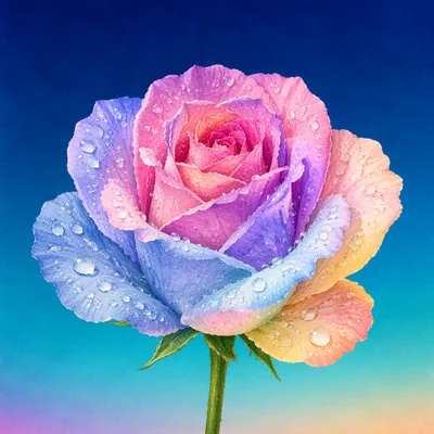 Dewy Rose on Neon Gradient Background