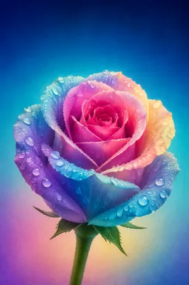 Dewy Rose on Neon Gradient Background
