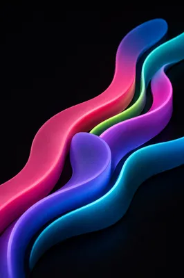 Neon Gradient Ribbons on Black Background
