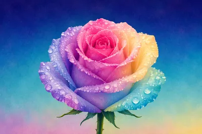 Dewy Rose on Neon Gradient Background