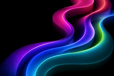 Neon Gradient Ribbons on Black Background