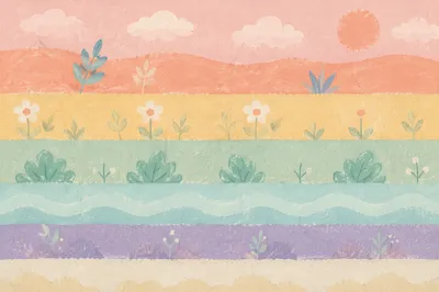 Pastel Rainbow Stripe Folk Art Background
