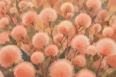 Soft Peach Fuzz Botanical Velvet Texture