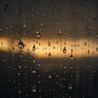 Moody Raindrops on Blurred Window Background