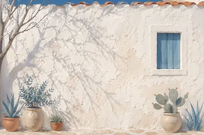 Sunlit White Mediterranean Stucco Wall Texture