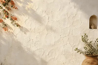 White Mediterranean Stucco Wall Texture Background