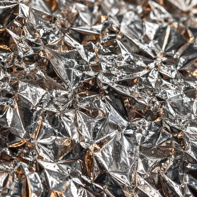Crumpled Reflective Silver Tin Foil Texture