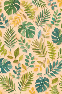 Tropical Monstera Palm Seamless Pattern