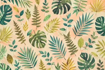 Tropical Monstera Palm Leaf Pattern Background