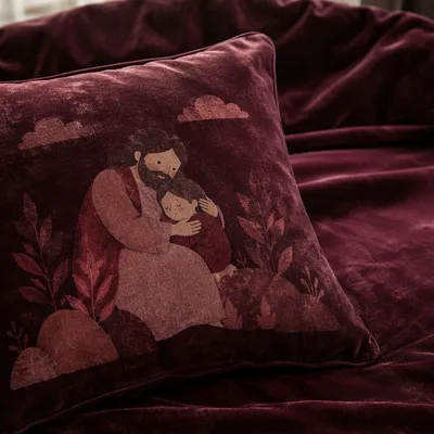 Deep Burgundy Velvet Pillow Texture