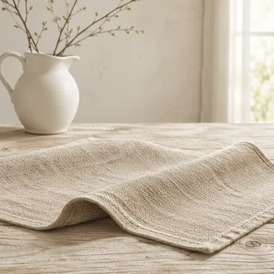 Neutral Woven Linen Placemat Texture Background