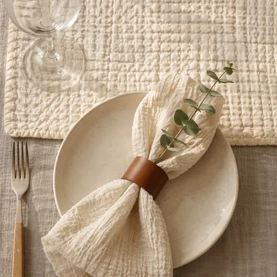 Neutral Woven Linen Table Texture Background