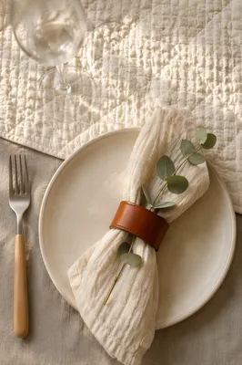 Neutral Woven Linen Table Texture Background