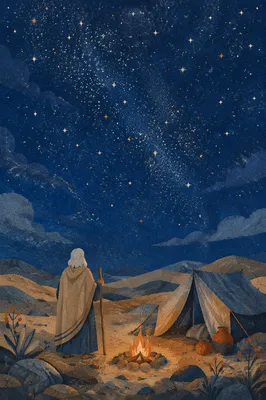Abraham Beneath Countless Stars at Night