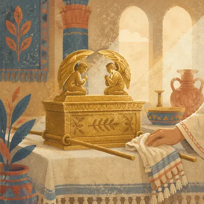 Golden Ark with Cherubim in Sanctuary