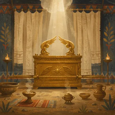 Golden Ark of the Covenant in Sacred Tent