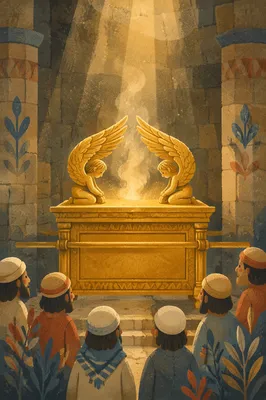 Golden Ark Cherubim in Radiant Sanctuary