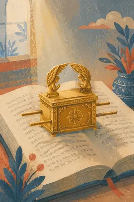Golden Ark with Cherubim on Scripture