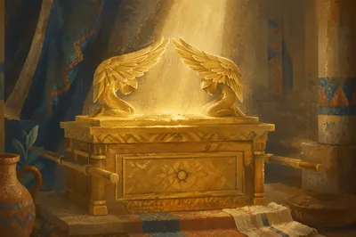 Golden Ark of Covenant in Sacred Light