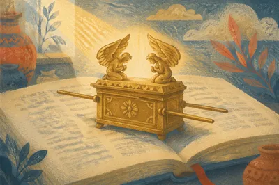 Golden Ark with Cherubim on Scripture