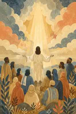 Jesus Ascending as Disciples Watch in Awe