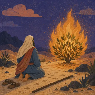 Moses Kneeling Before Burning Bush