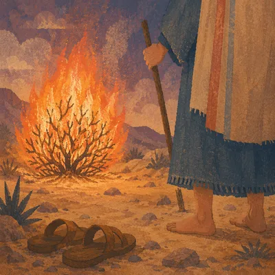 Moses Before Burning Bush on Holy Ground