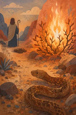 Moses Holy Ground Desert Serpent and Flame