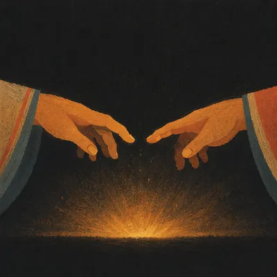 Creation Light and Darkness Divided by Hands