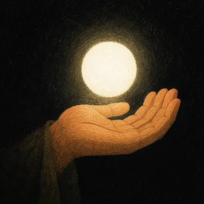Hand Beneath Light Dividing Darkness