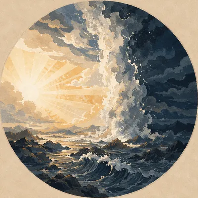Creation Light Divides Primordial Darkness