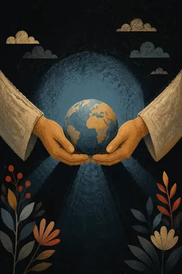 Creation Light Separating Darkness Over Globe
