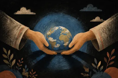 Creation Light Separating Darkness Over Earth