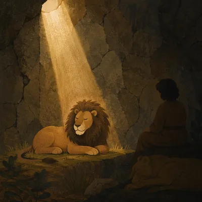 Daniel Peacefully Waits in the Lions’ Den