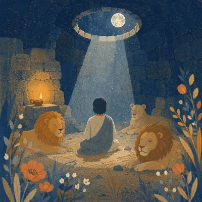 Daniel Praying Peacefully in the Lions Den