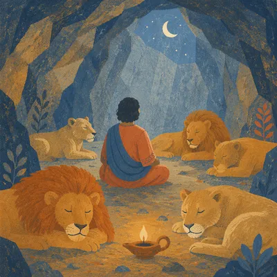 Daniel Resting Peacefully Among Lions
