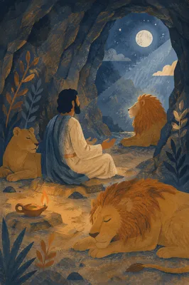 Daniel Praying Peacefully in the Lions Den